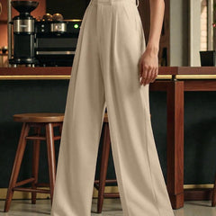 Women Light beige High-rise Straight Fit Korean Trousers