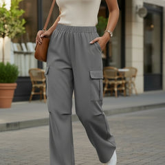 Women Light grey High-rise Loose Fit Parachute Pants