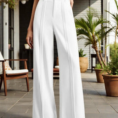 Women Off White High-rise Straight Fit Korean Pants