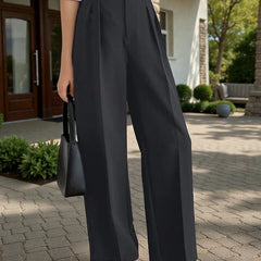 Women Dark grey High-rise Straight Fit Korean Trousers
