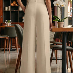 Women Light beige High-rise Straight Fit Korean Trousers