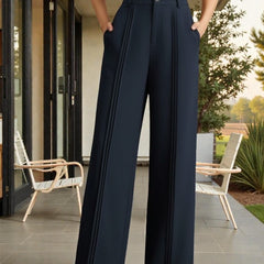 Women Off White High-rise Straight Fit Korean Pants