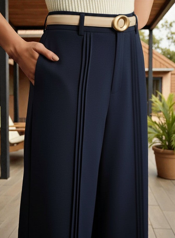 Women Off White High-rise Straight Fit Korean Pants