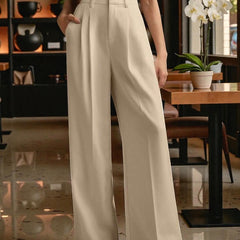 Women Light beige High-rise Straight Fit Korean Trousers