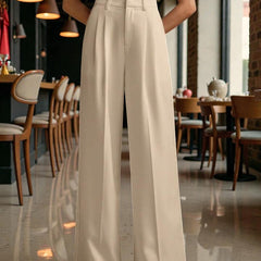 Women Light beige High-rise Straight Fit Korean Trousers