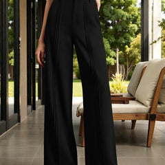 Women Black High-rise Straight Fit Korean Pants