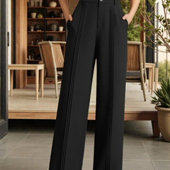 Women Black High-rise Straight Fit Korean Pants