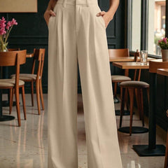 Women Light beige High-rise Straight Fit Korean Trousers