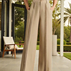 Women Off White High-rise Straight Fit Korean Pants