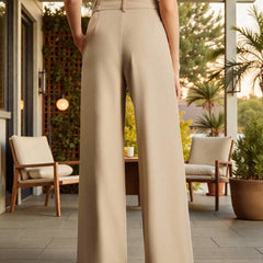 Women Off White High-rise Straight Fit Korean Pants