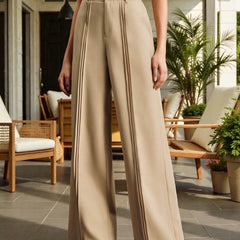 Women Off White High-rise Straight Fit Korean Pants