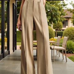 Women Off White High-rise Straight Fit Korean Pants