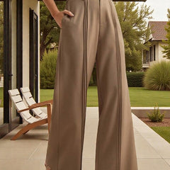 Women Off White High-rise Straight Fit Korean Pants