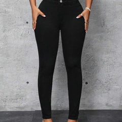 Women Black High-Rise Korean-Style Skinny Jeans
