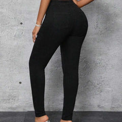 Women Black High-Rise Korean-Style Skinny Jeans