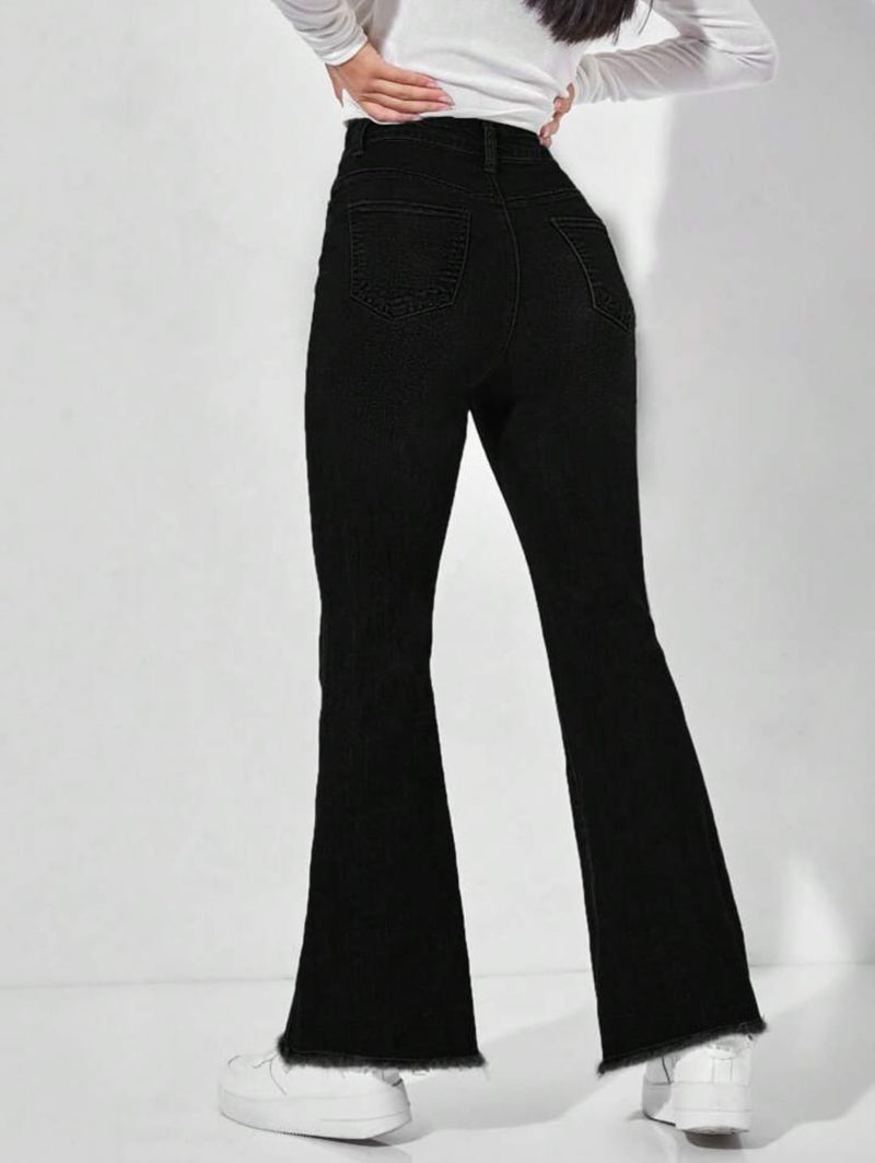 Women Black High-Rise Flared Bootcut Denim