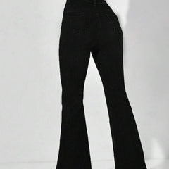 Women Black High-Rise Flared Bootcut Denim