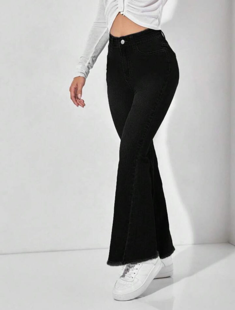 Women Black High-Rise Flared Bootcut Denim