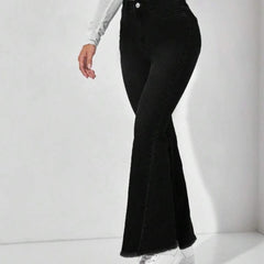 Women Black High-Rise Flared Bootcut Denim