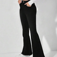Women Black High-Rise Flared Bootcut Denim