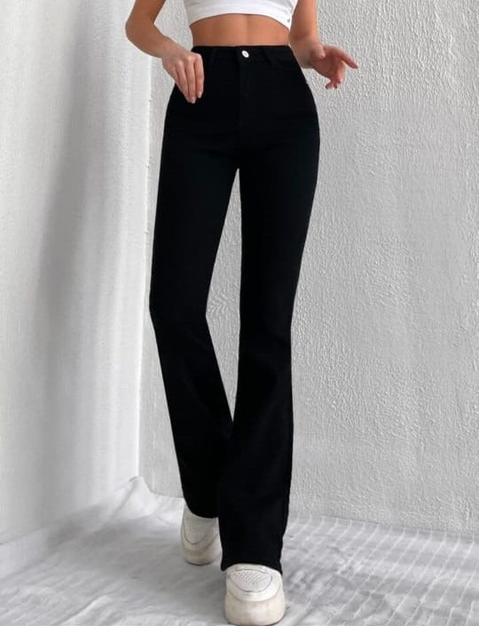 Women Black High-Rise Classic Bootcut Denim