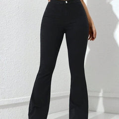 Women Black High-Rise Elegant Bootcut Denim