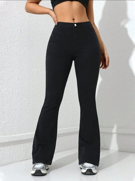 Women Black High-Rise Elegant Bootcut Denim