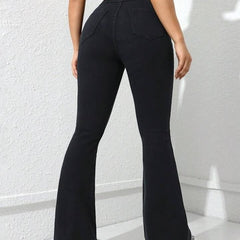 Women Black High-Rise Elegant Bootcut Denim