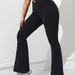 Women Black High-Rise Elegant Bootcut Denim