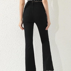 Women Black High-Rise Korean-Style Bootcut Denim