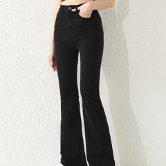 Women Black High-Rise Korean-Style Bootcut Denim