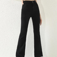 Women Black High-Rise Korean-Style Bootcut Denim