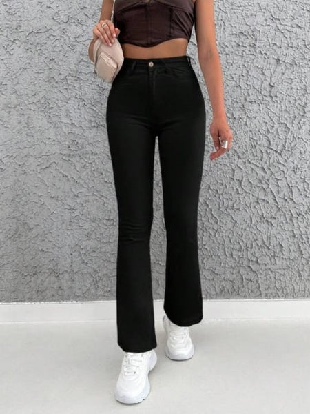 Women Black High-Rise Street-Flare Bootcut Denim