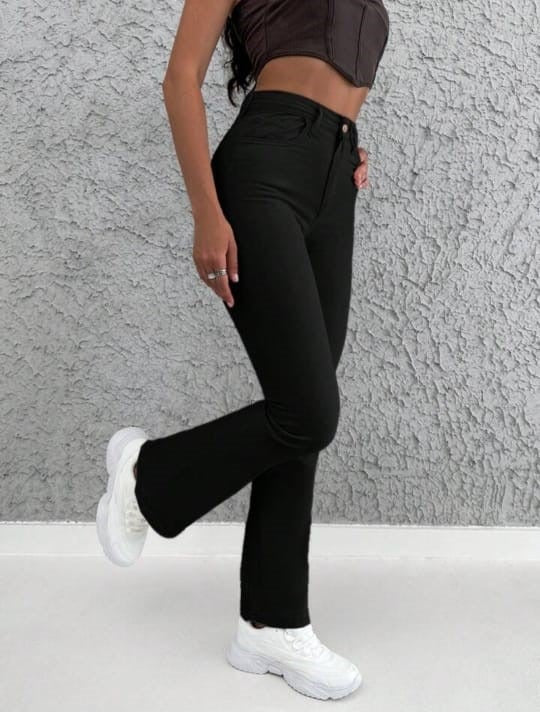 Women Black High-Rise Street-Flare Bootcut Denim