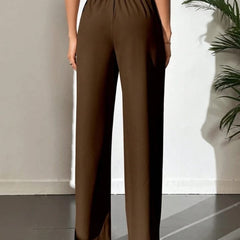 Brown High-Rise Straight-Fit Trousers