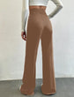 Brown High-Rise Straight-Fit Korean Pants