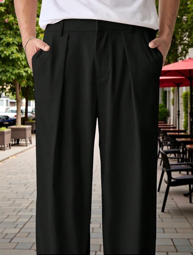 Men Mid-Rise Straight Fit Korean Trousers