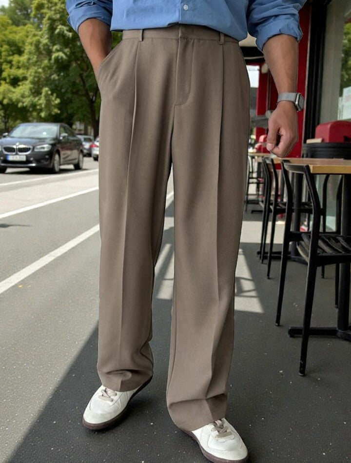 Men Mid-Rise Straight Fit Korean Trousers