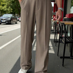 Men Mid-Rise Straight Fit Korean Trousers