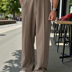 Men Mid-Rise Straight Fit Korean Trousers