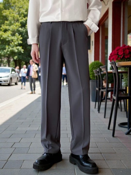 Men Mid-Rise Straight Fit Korean Trousers