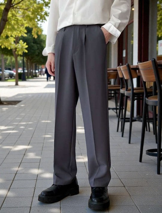 Men Mid-Rise Straight Fit Korean Trousers