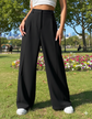 Women Black High-rise Loose Fit Korean Pants
