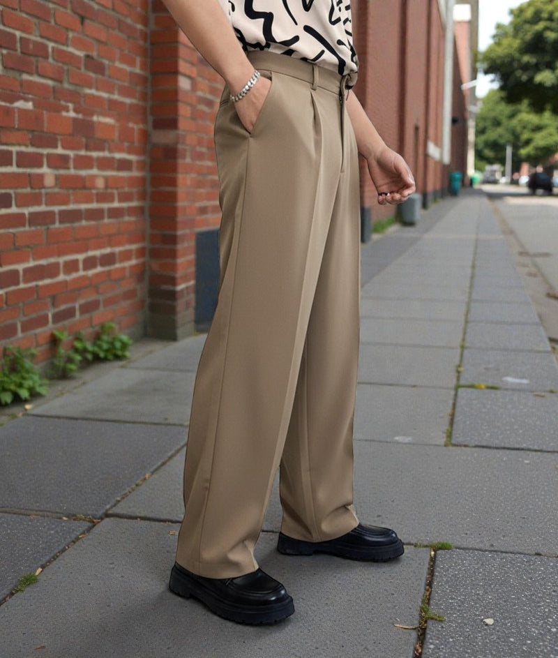 Men Mid-Rise Straight Fit Korean Trousers