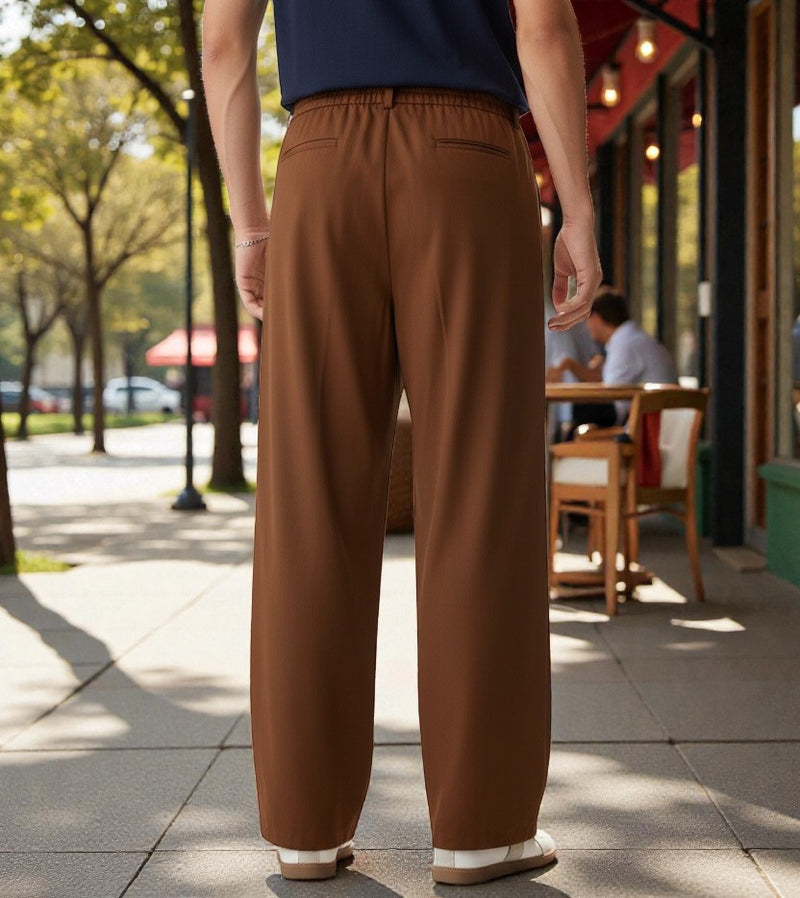 Men Mid-Rise Straight Fit Korean Trousers