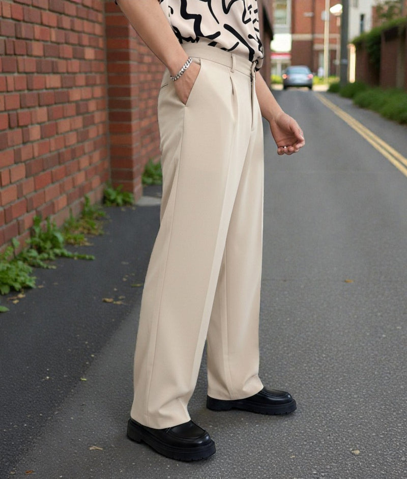 Men Mid-Rise Straight Fit Korean Trousers
