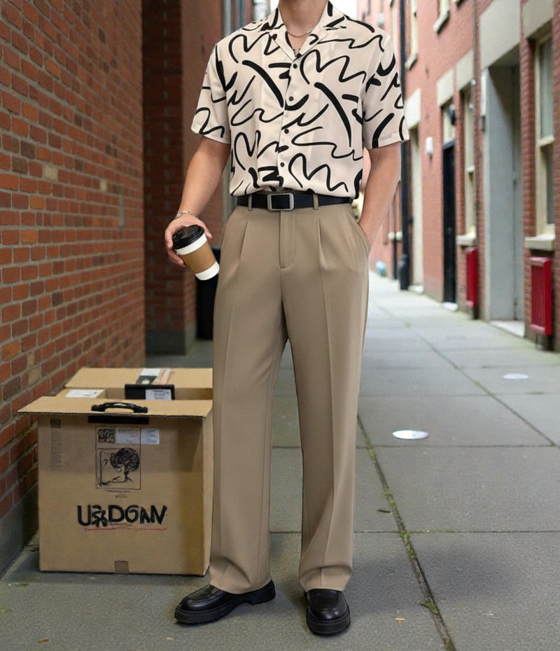 Men Mid-Rise Straight Fit Korean Trousers