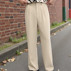 Men Mid-Rise Straight Fit Korean Trousers