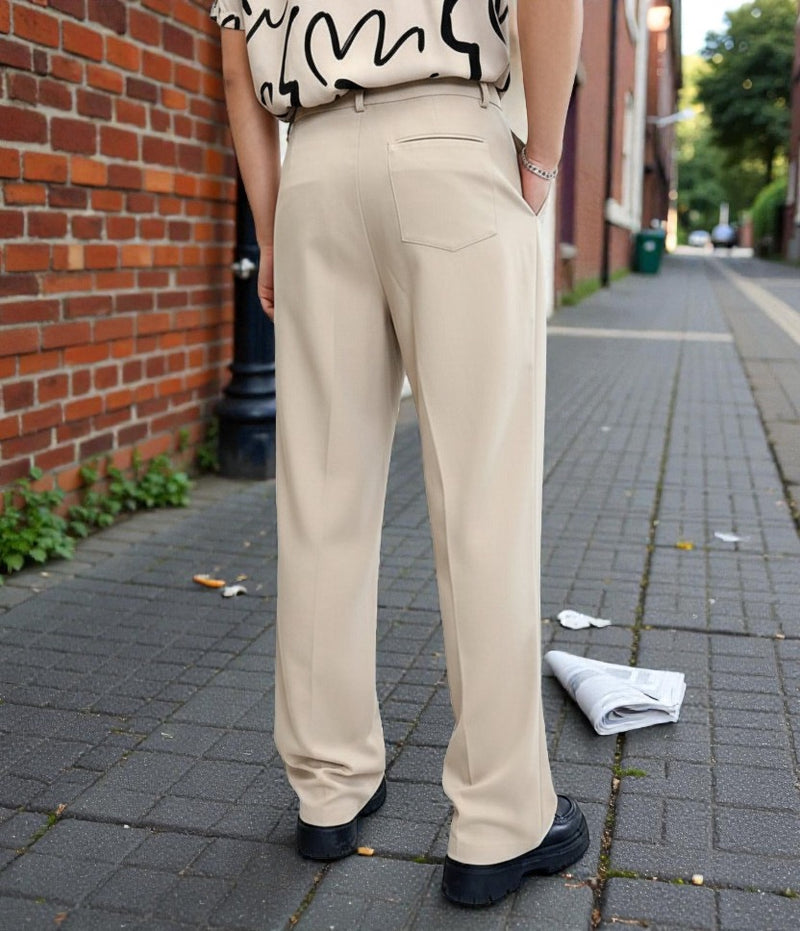 Men Mid-Rise Straight Fit Korean Trousers
