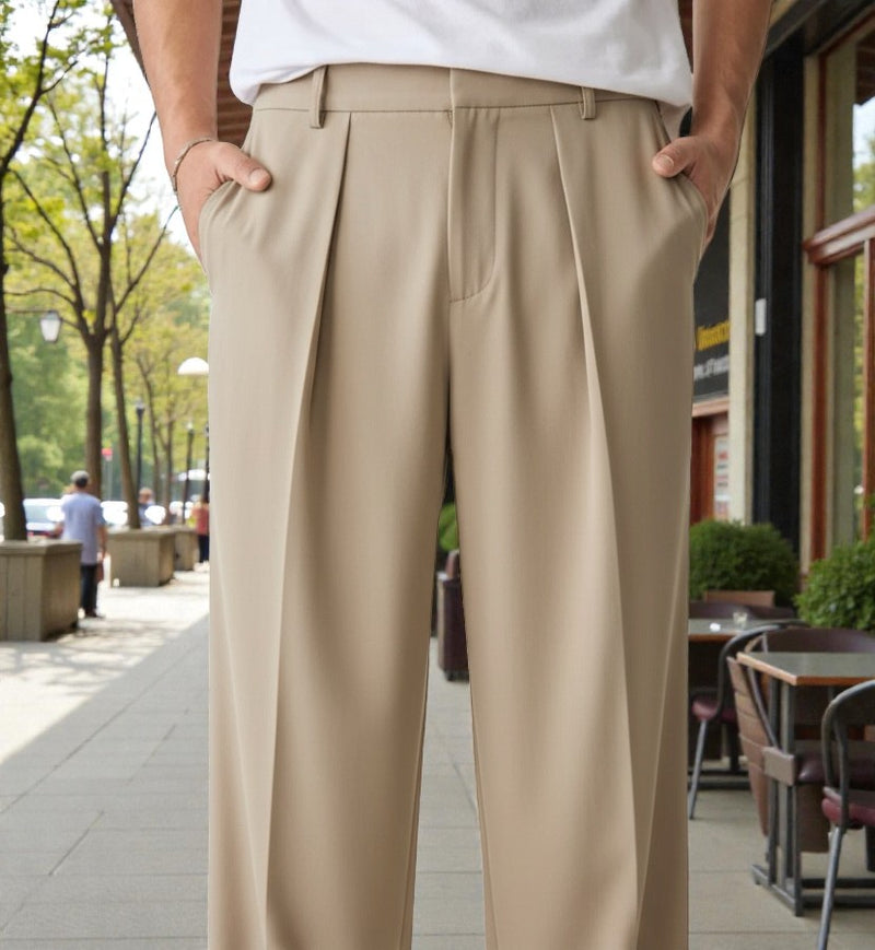 Men Mid-Rise Straight Fit Korean Trousers